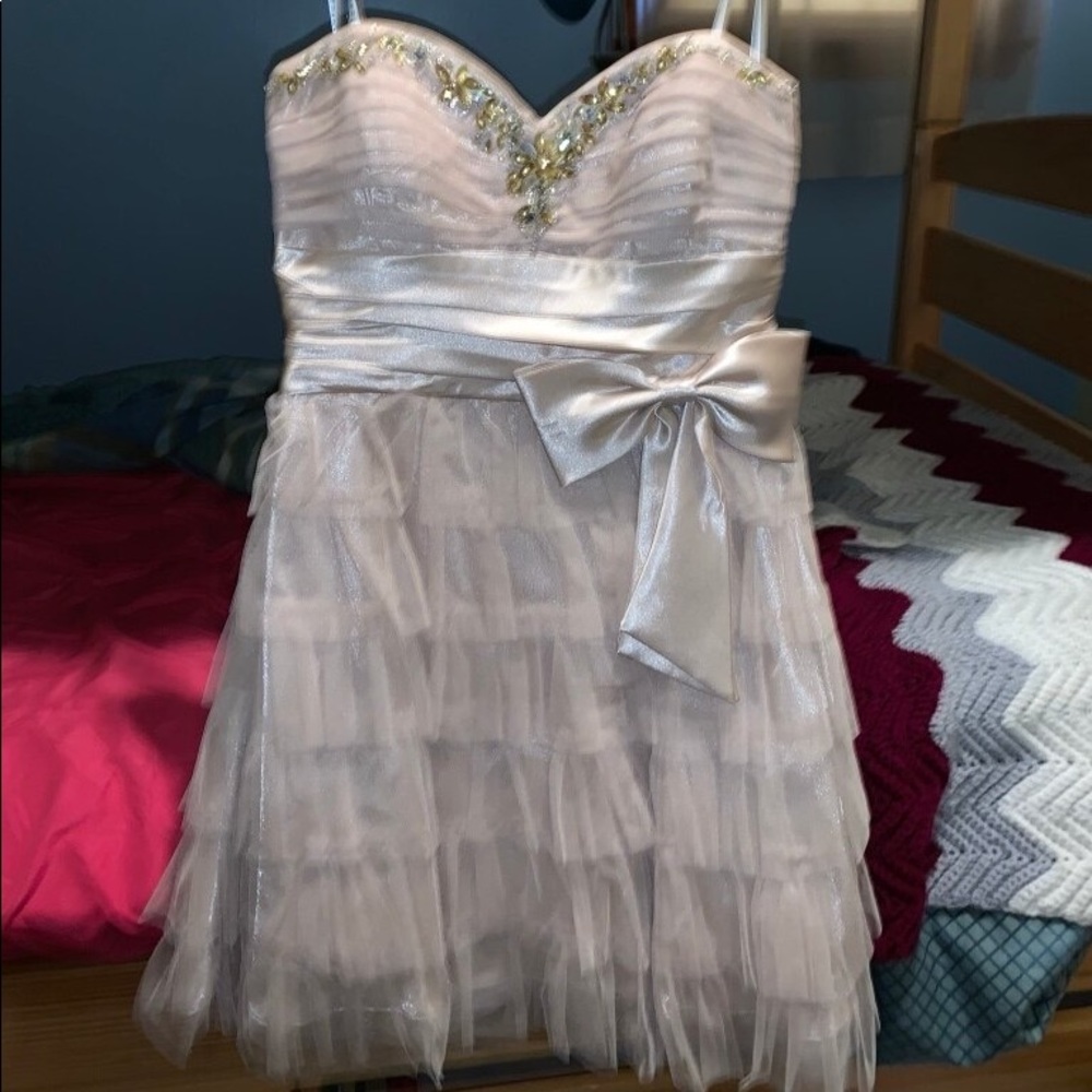 Strapless Champagne Evening Dress